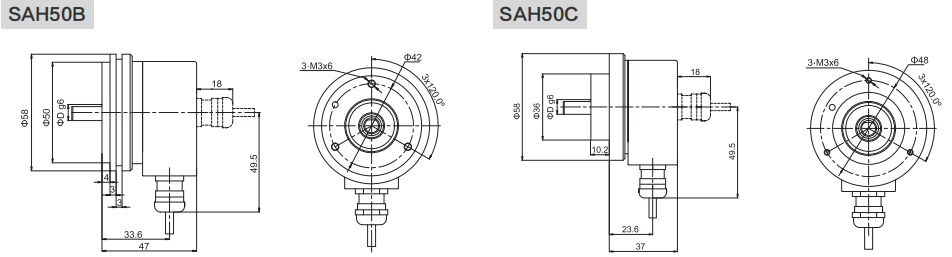 50mm實心軸盲孔型增量編碼器-西威迪
