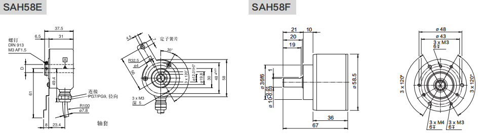 58mm實(shí)心軸盲孔型通孔型增量編碼器-西威迪