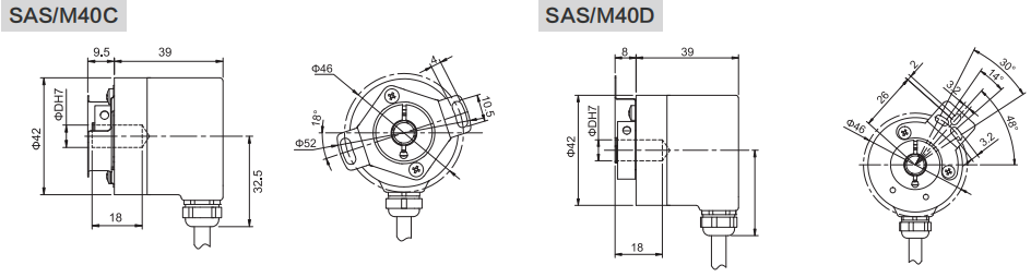 RS485, MODBUS-RTU Industrial Absolute Encoder SAS/M40 - Civiti