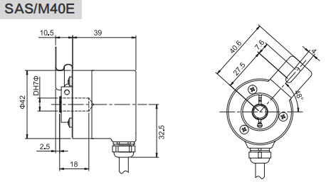 RS485, MODBUS-RTU Industrial Absolute Encoder SAS/M40 - Civiti